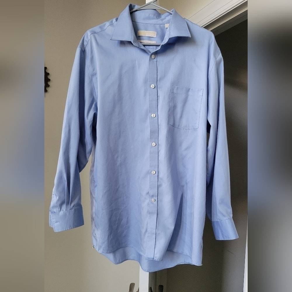 Michael Kors Men's Light Blue Regular Fit Dress Shirt Button Down 17.5 32/33